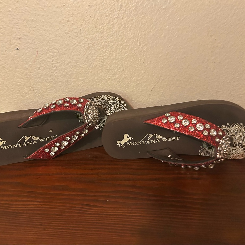 Montana West Red Crystal Women's Sandals